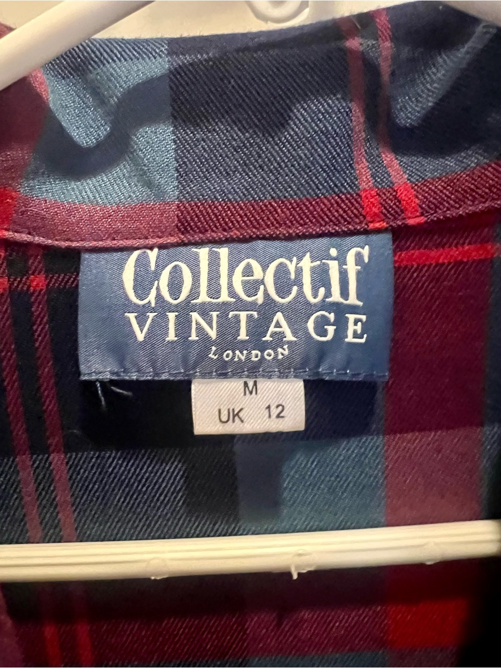 Collectif Plaid Shirt Dress in Blue and Red